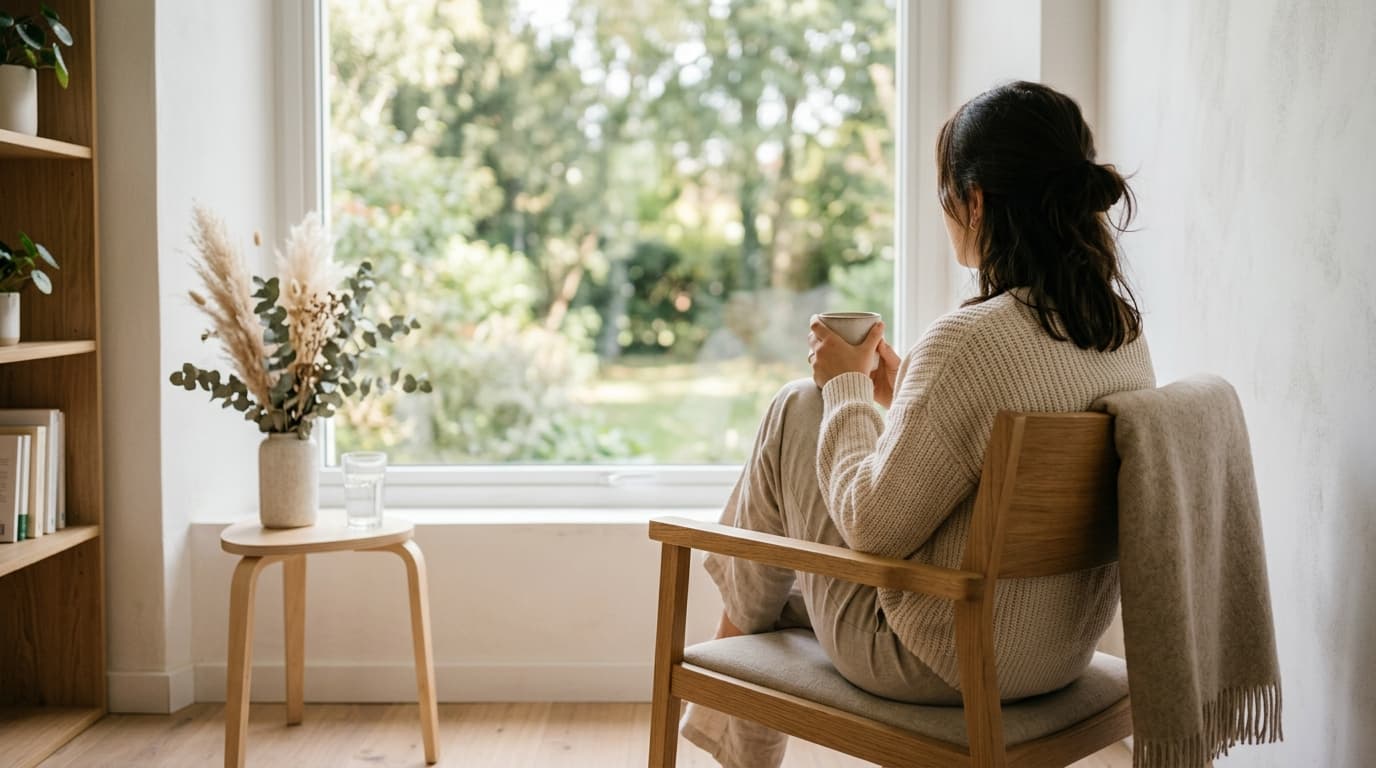 Personne en situation d'agoraphobie face à une place publique animée, illustrant l'anxiété et l'évitement